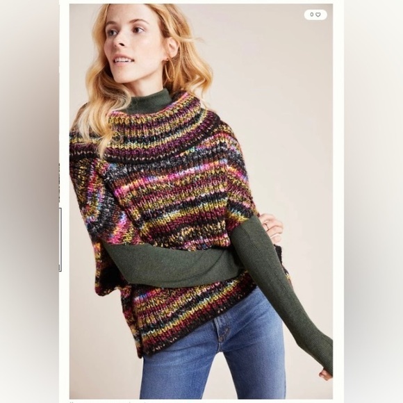 ANTHROPOLOGIE Piera Knit Turtleneck Poncho Sweater - Picture 2 of 12